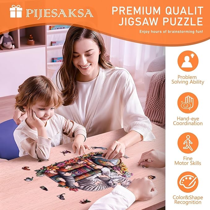 Wooden Puzzles for Adults - Dr. Cat Puzzle for Adults, Unique Shape Wooden Jigsaw Puzzle, Wood Puzzles Adult, Good Gift Idea for Cat Lovers, Home Decor (L-13.4 * 11.8in- 245 Pieces)