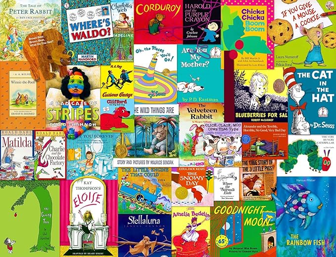 Springbok Childhood Stories 1000 Piece Jigsaw Puzzle for Adults & Kids Features Book Covers from Some of Your Favorite Childhood Stores