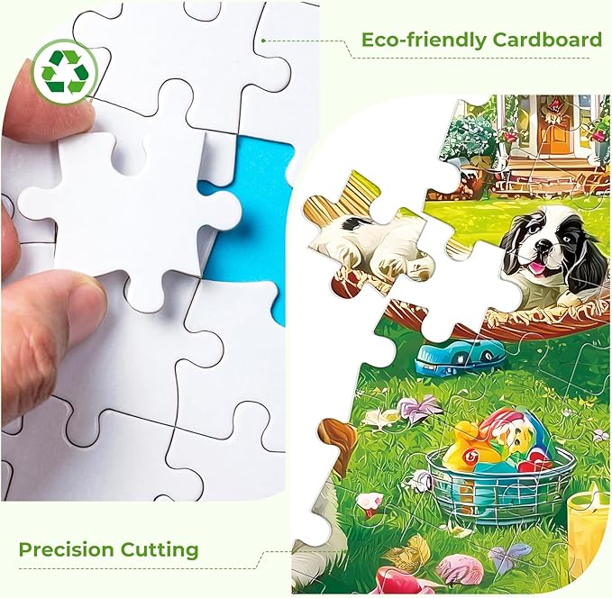 500 Piece Puzzles for Adults, Garden Dogs Jigsaw Puzzles for Adults Teens Seniors, Funny Dogs Charming Swing Puzzle with Letters on Back, Impossible Puzzle, Challenging Family Game Nights 20.5x15in