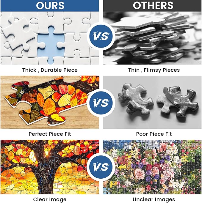 Stained Glass Puzzle, Glass Tree Puzzles for Adults 300 Pieces, Stained Tree of Life Puzzle 300 Pieces, Creative Games and Holiday Party Gifts, Fun and Challenging Family Games, 20.5 x 15 inches