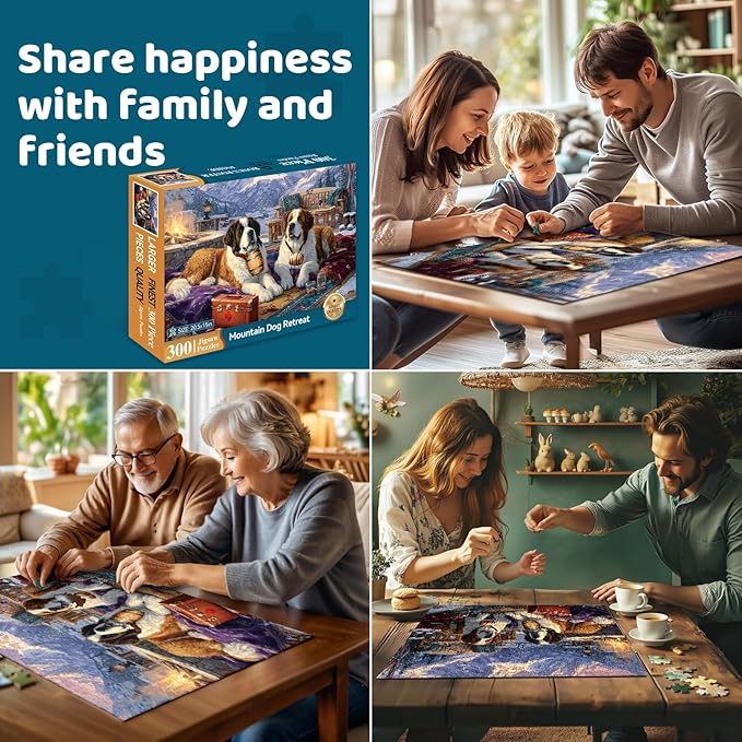 300 Piece Puzzles for Adults, 300 Piece Puzzles for Adults Large Piece, Saint Bernards Mountain Jigsaw Puzzle Funny Gift for Adult Kids Challenging Family Games Toy, 20.5 X 15 in