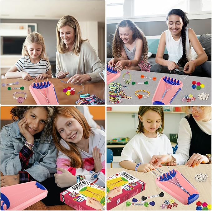 Friendship Bracelet Making Kit for Girls Ages 8-12, Kids Jewelry Making Kit with 28 Pre-Cut Threads and Letter Beads, Arts and Crafts for Kids, Birthday Easter Gifts for 6 7 8 9 10 11 12 Year Old