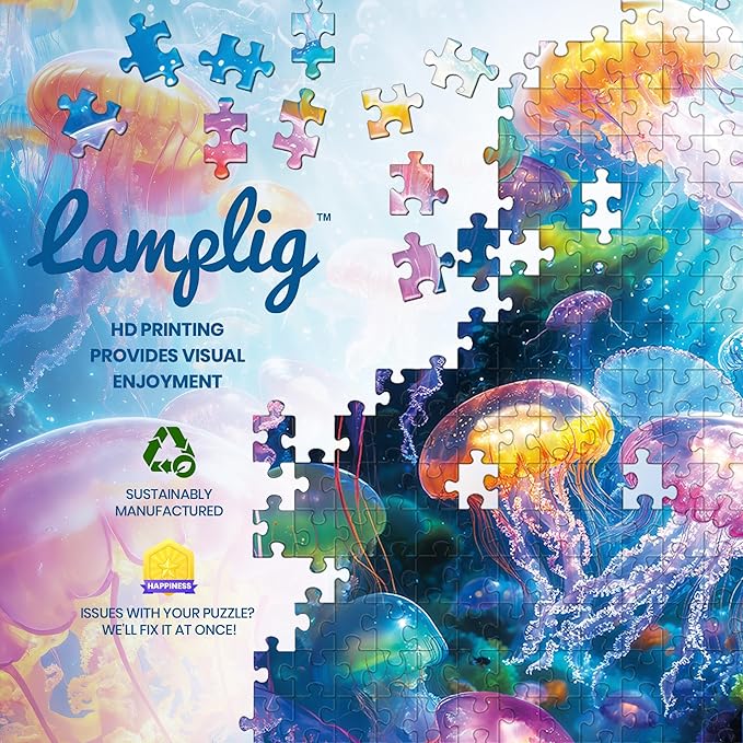 1000 Piece Puzzles for Adults,Colorful Jellyfish Jigsaw Puzzle,Dreamy Ocean Puzzles 1000 Pieces,Creative Games Difficult Underwater World Puzzle Home Decor Toy for Adults (27.5"x19.6"), 1:1 Poster