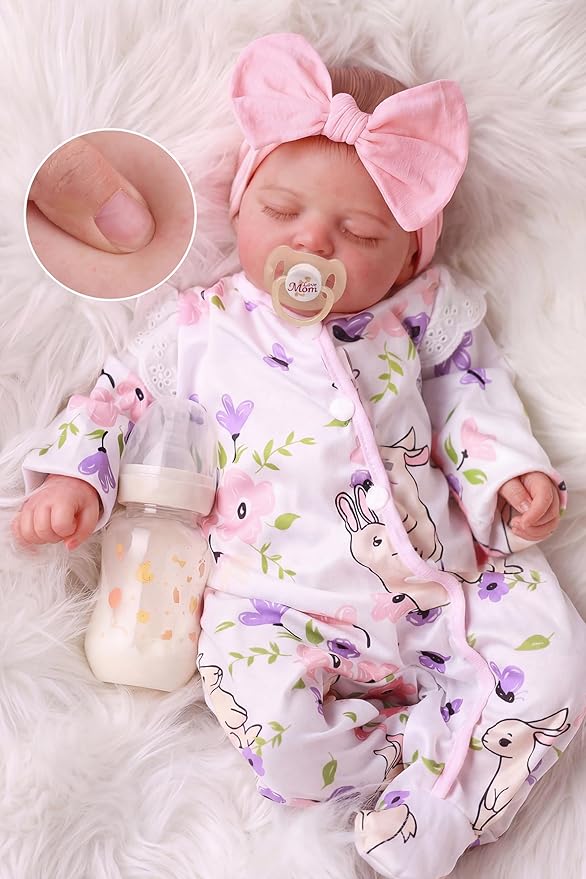 BABESIDE Lifelike Reborn Baby Dolls Girl - 20 Inch Realistic Newborn Baby Dolls with Poseable Body, Real Life Baby Dolls with Accessories for 3+ Year Old Girls Gifts, Pretend Play, Collection