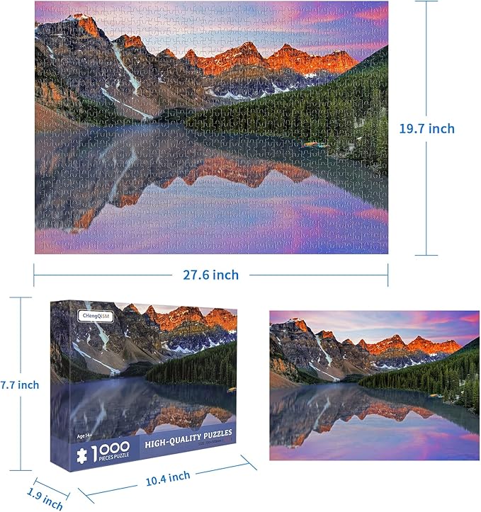 CHengQiSM 1000 Pieces Jigsaw Puzzle for Adults, Moraine Lake Landscape, Premium Quality, 1000 Count, Home Decoration, Brain Teaser, Gift