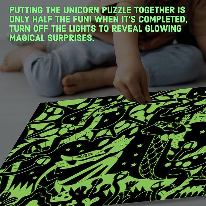 Mudpuppy Dragons – 100 Piece Glow in The Dark Jigsaw Puzzle with a Fantastical Scene of Fire Breathing Dragons and Hidden Medieval Details in The Dark
