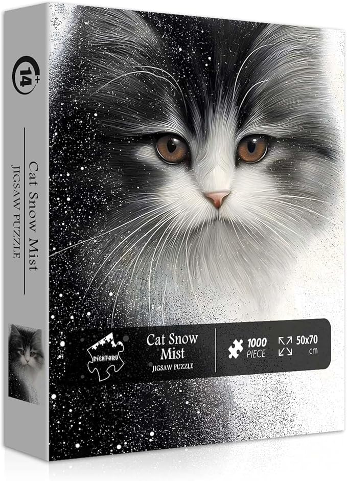PICKFORU Cat Puzzles for Adults 1000 Pieces, Kitty Puzzle Animal Aesthetic Art, Impossible Hard Challenge Kitten Jigsaw Puzzle
