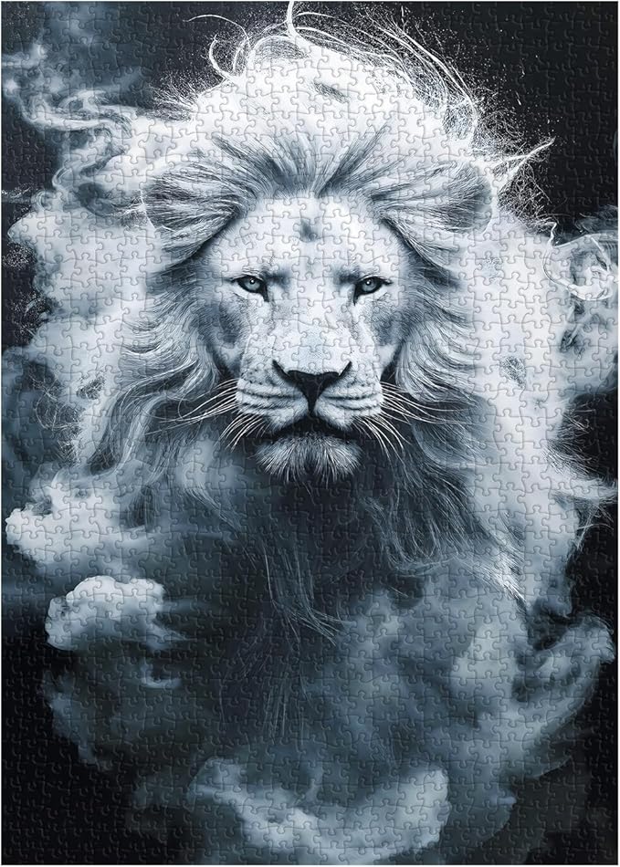 Mystery Lion Puzzles 1000 Pieces for Adults, Animal Challenging Jigsaw Puzzles, Difficult Nature Wild Animals Art Puzzle as Home Wall Art