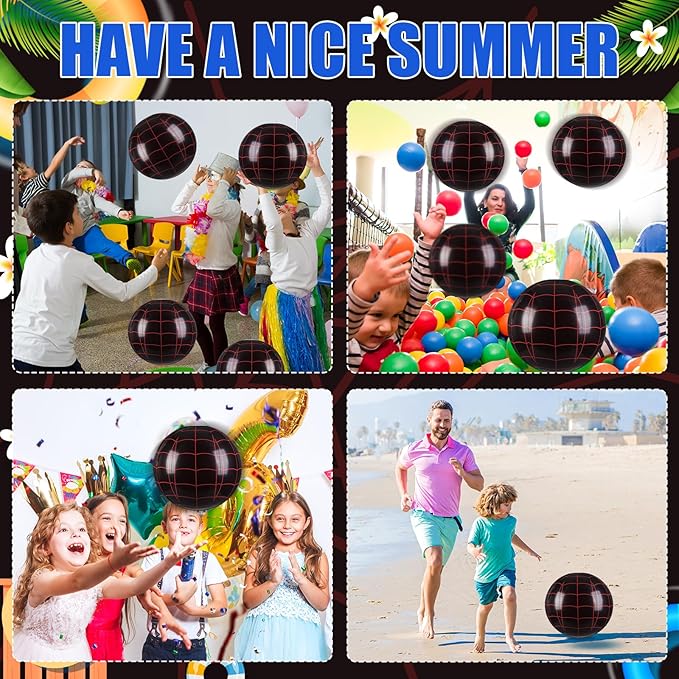 Soulchen 6 Pack Spider Web Themed Beach Ball Bulk for Kids 8" Inflatable Spider Themed Black Ball for Summer Pool and Beach Game Gifts Birthday Party Supplies End of The Year Class