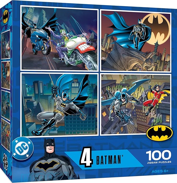 MasterPieces Puzzle Set - 4-Pack 100 Piece Jigsaw Puzzle for Kids - Batman 4-Pack - 8"x10"
