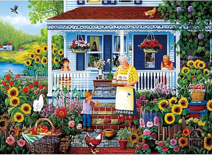 500 Pieces Garden Puzzle for Adults, Memaw's Helpers Jigsaw Puzzle, Beautiful Landscapes Puzzle for Adults Teens Seniors, Recycled Cardboard Puzzle with Letters on Back, Fun Family Game Birthday Gift