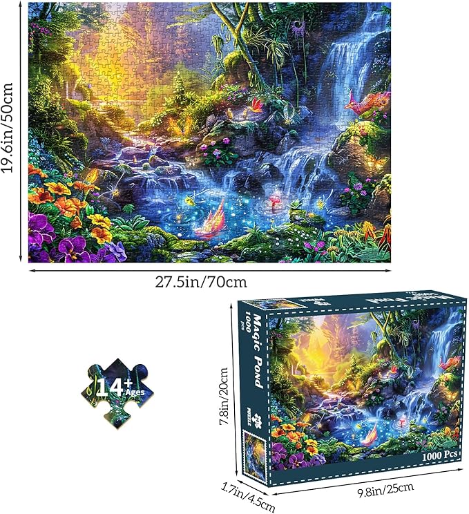Jigsaw Puzzles for Adults 1000 Pieces, Interlock Perfectly No Dust, Impossible Difficult Hard Fun 1000 Piece Jigsaw Puzzles for Adults-1:1 Poster-Magic Lake