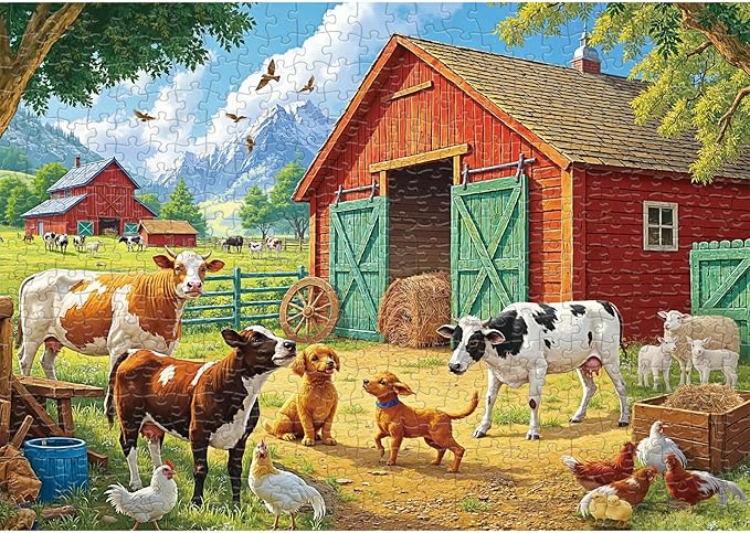 Sutinban Spring Farm Animal Jigsaw Puzzles for Adults 500 Pieces, Challenging Country Life Cows, Dogs, Chickens Puzzles for Adults Seniors, Family Game Decor Birthday Gift