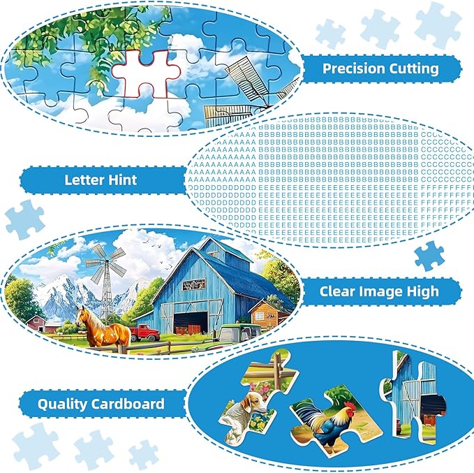 300 Pieces Puzzles for Adults,Farm Animals Puzzles for Adults,Large Piece Puzzle for Seniors,Fun Horse Jigsaw Puzzles,Puzzle for Kids Ages 8-10,Challenging Family Game,Holiday Party Gift,20.5 x 15 in