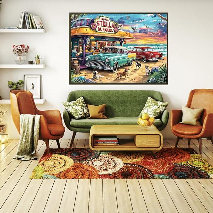 Jigsaw Puzzles for Adults 1000 Pieces, Interlock Perfectly No Dust, Impossible Difficult Hard Fun 1000 Piece Jigsaw Puzzles for Adults-1:1 Poster-Seaview Campground