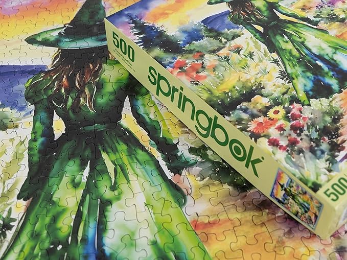Springbok A Witches Journey 500 Piece Jigsaw Puzzle for Adults - Green Witch in Meadow - Unique Cut Pieces - Made in USA