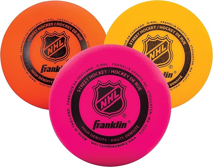 Franklin Sports NHL Street Hockey Balls - No Bounce Outdoor Street + Roller Hockey Balls - Official Size for Youth + Adult Street Hockey - Assorted Colors - 1, 2, 3, and 15 Bulk Packs