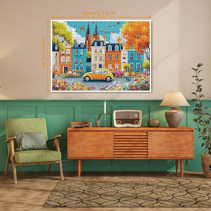 Fall Autumn Puzzle for Adults 1000 Pieces, Colorful Thanksgiving Jigsaw Puzzle, Butterfly Flower Floral Garden Puzzle