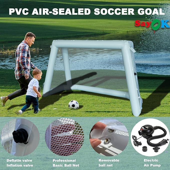 SAYOK Inflatable Soccer Dart Board Giant Kick Darts, Inflatable Football Darts Board, Soccer Dart Board,Carnival Games, Goalpost Game, with PUM&6 Soccers for Outdoor Backyard Parties