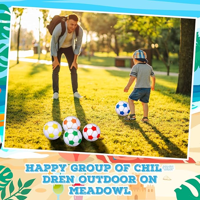 Chivao Inflatable Soccer Beach Balls 16 Inch Beach Balls Bulk Soccer Party Favors Summer Swimming Pool Games for Sports Outdoor Activity Party Decoration Supplies