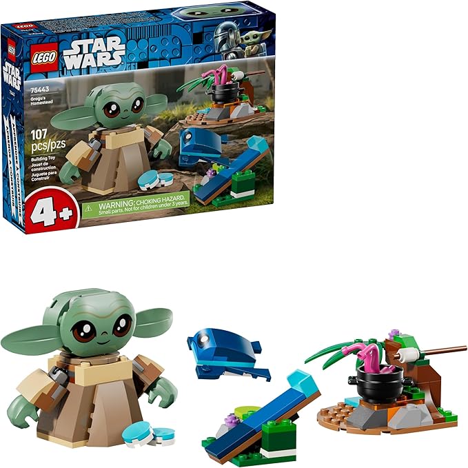 LEGO Star Wars Grogu’s Homestead Building Toy for Boys & Girls - The Mandalorian Pretend Play Set W/Sorgan Frog & Poseable Grogu Figures for Preschool Kids, Ages 4+ - Gift Idea for Birthdays - 75443