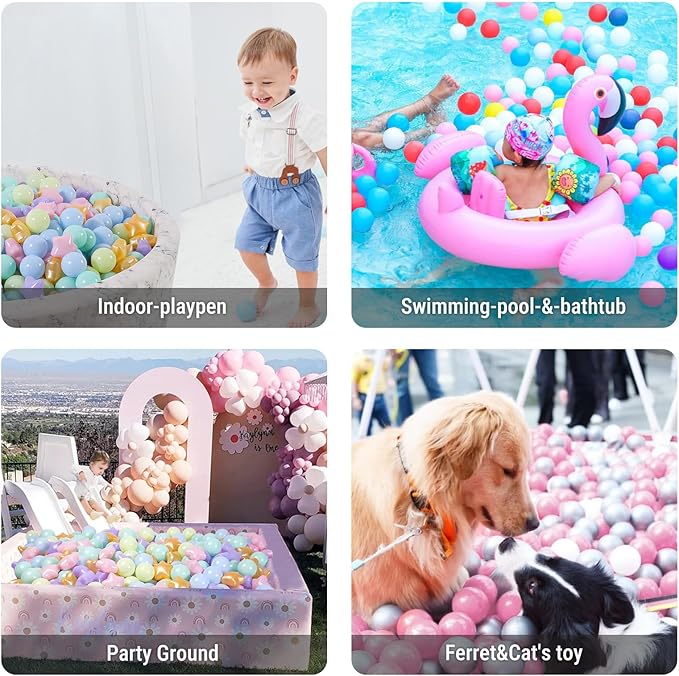 Star Ball Pit Balls for Toddlers -100pcs Macaron Stars and Balls for Ball Pits, Phthalate Free Non-Toxic Crush Proof Play Balls Play Tent Pool Playhouse Playpen Party Decoration.