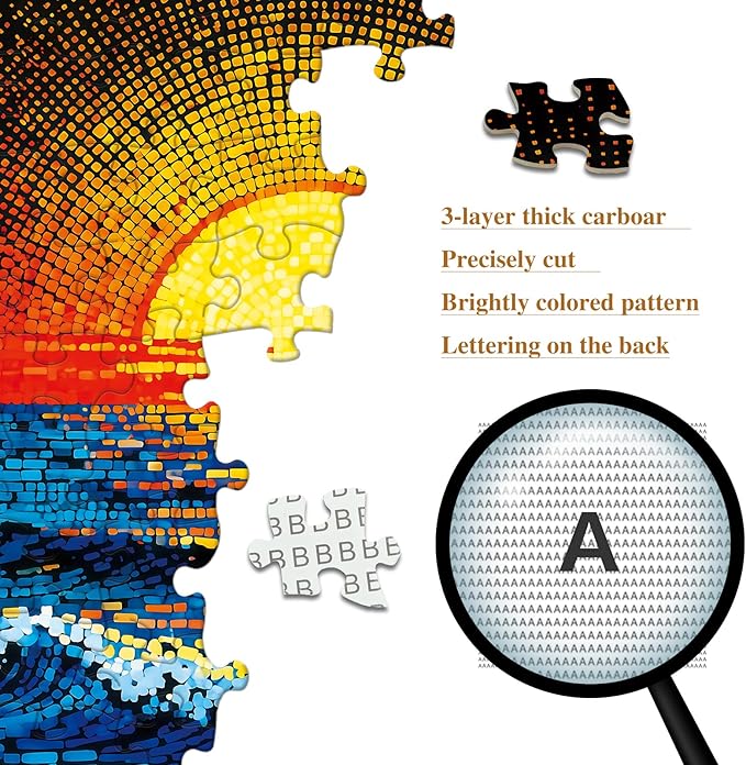 Puzzles for Adults 1000 Pieces with Letters on Back Jigsaw Puzzles Sunset Nature Puzzle Wall Decor Impossible Puzzle Funny Gift for Valentine Friends (27.56x19.7 Inch)