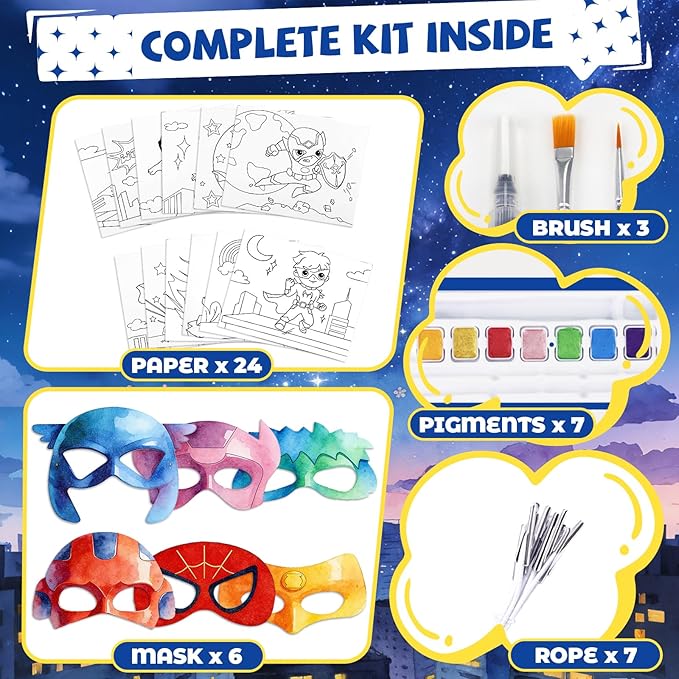 CHICAUP Paint with Water Coloring Books for Kids, Mess Free Watercolor Painting Kit with Hero Mask, Painting Activity for Kids Ages 3-5 4-8, Arts Crafts Drawing Gift Toy for Boy Girl