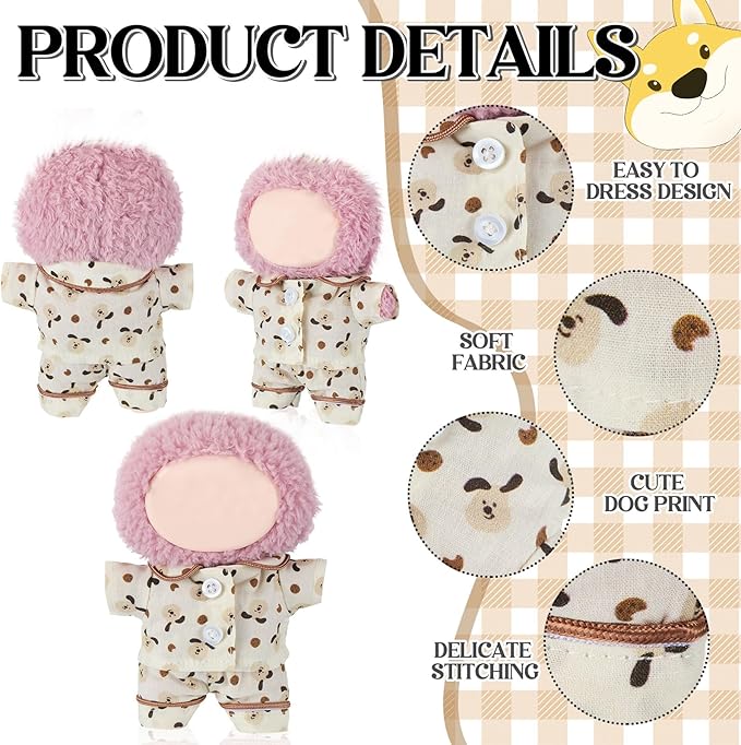 Simgoing 17cm Doll Clothes Pajamas Set with Pants Good Night Bedding Clothes Outfit Gifts Fits Most 17cm Dolls Accessories for DIY Dress up Lovers(Cute Dog)