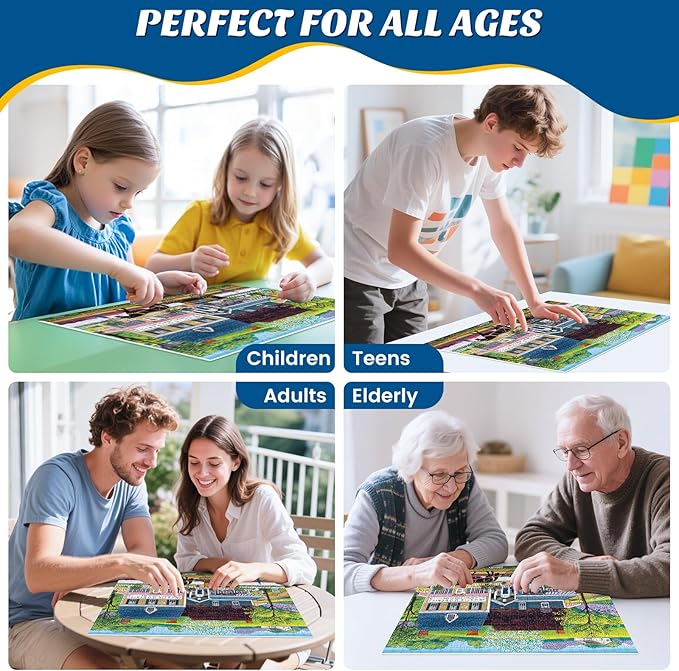 500 Pieces Puzzle for Adults,Town & Country Puzzle,Recycled Cardboard Prairie Wind Flowers Puzzles 500 Piece,Challenging Game Home Decor Birthday Party Gift Toy for Adults Kids Seniors 20.5 * 15 in