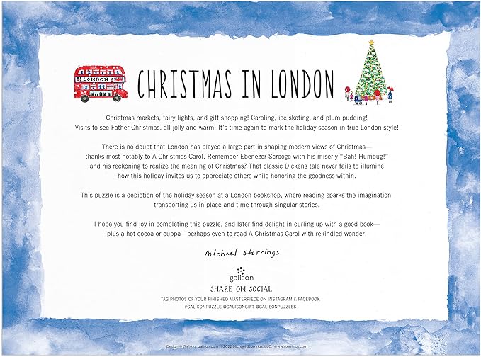 Galison Michael Storrings Christmas in London – 1000 Piece Puzzle Fun and Challenging Activity with Bright and Bold Artwork of The London Holiday Season for Adults and Families