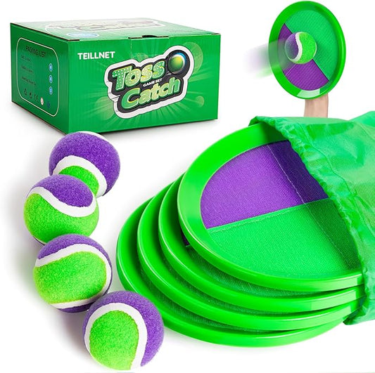 Toss and Catch Ball Set Upgraded - Beach Toys Outdoor Games Baseball Games - Sturdy & Water-Resistant Great for Pool Yard - Classic Gift for Toddlers Kids Boys Girls 3 4 5 6 7 8 9 10 11 12+ Years Old