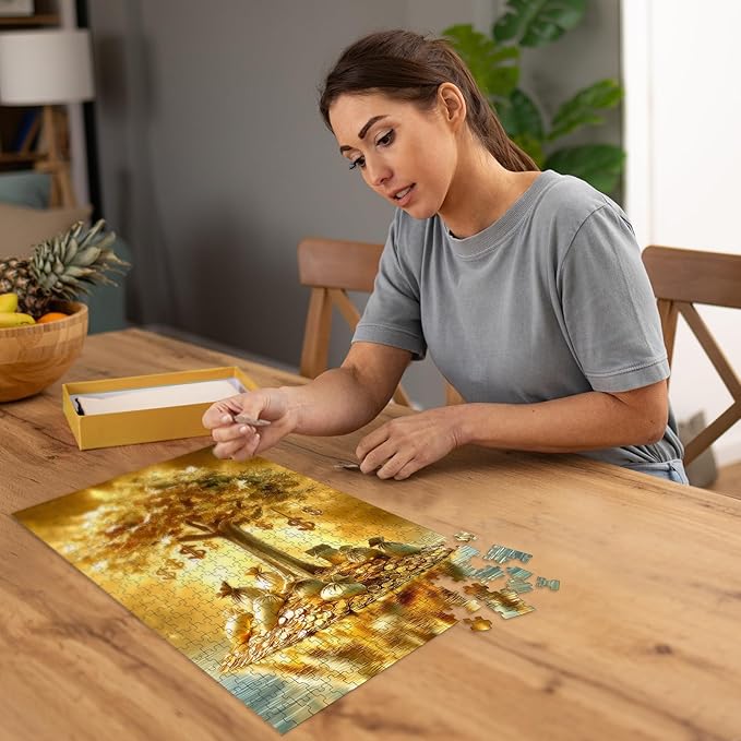 Puzzles for Adults 500 Pieces, Fortune Tree Jigsaw Puzzles - Golden Money Tree, Impossible Money Puzzle for Seniors Families,20.47x14.96 inches, 1:1 Poster, Letter on The Back
