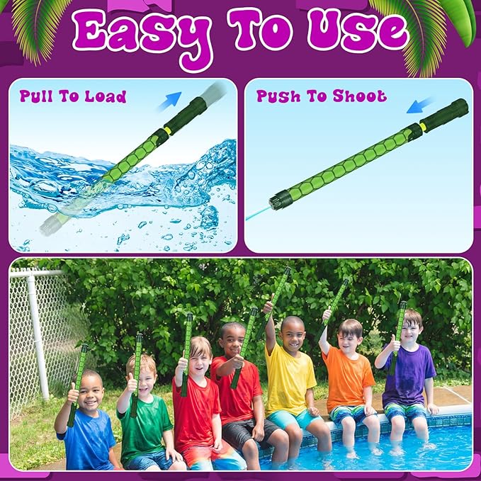 12 Pcs Green Turtle Shell Pattern Water Gun Party Favors Summer Activity 15.75 in Water Gun Blasters Toys for Kids Outdoor Swimming Pool Backyard Beach Games