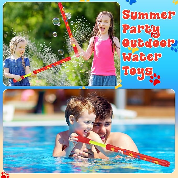 12 Pack Dog Puppy Paw Water Gun Birthday Party Favors Summer Activity 15.75 in Water Gun Blasters Toys for Kids Outdoor Swimming Pool Backyard Beach Games