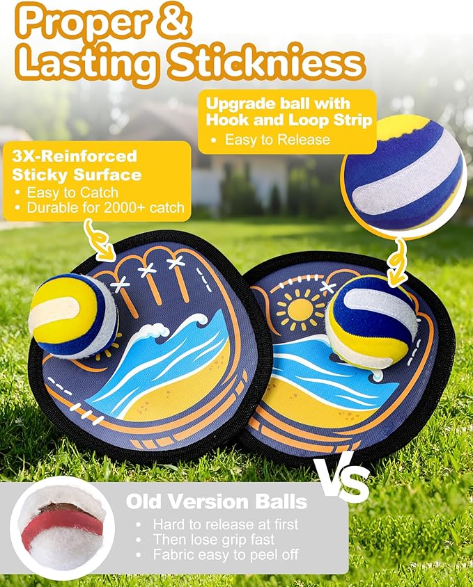 Toss and Catch Baseball Toys,Outdoor Sport Games for Kids and Family with Tball Bats and Toddler Baseball Glove and Sticky Soft Balls. Great for Yard Lawn Beach Pool and Indoor Fun