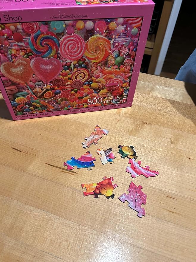 Crown Point Graphics Candy Shop 500 Piece Jigsaw Puzzle, Soft Touch Design, Made in USA