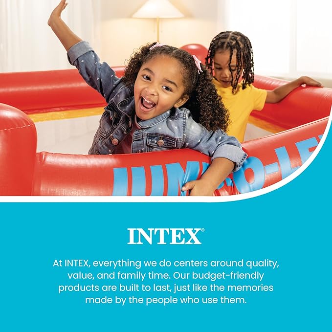 Intex Inflatable Jump-O-Lene Trampoline Bounce House with Crawl-Thru Door & Net - Indoor & Outdoor Backyard Blow-Up Bouncy Playhouse for Kids Ages 3-6