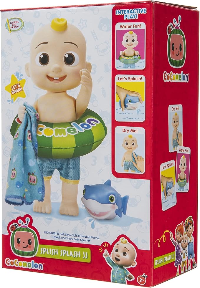 CoComelon - Splish Splash JJ Doll- with Shark Bath Squirter and Water Accessories Water Play - Toys for Kids and Preschoolers - Amazon Exclusive