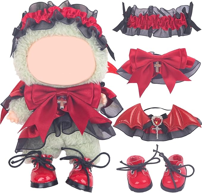 Used for Labubu Doll Outfit Clothes Designer Set,Compatible with Labubu Clothe Accessories for Doll (red - Halloween Dress)