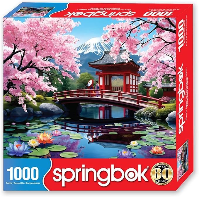 Springbok Haru in Japan 1000 Piece Jigsaw Puzzle for Adults - Cherry Blossom Garden - Unique Cut Pieces - Made in USA