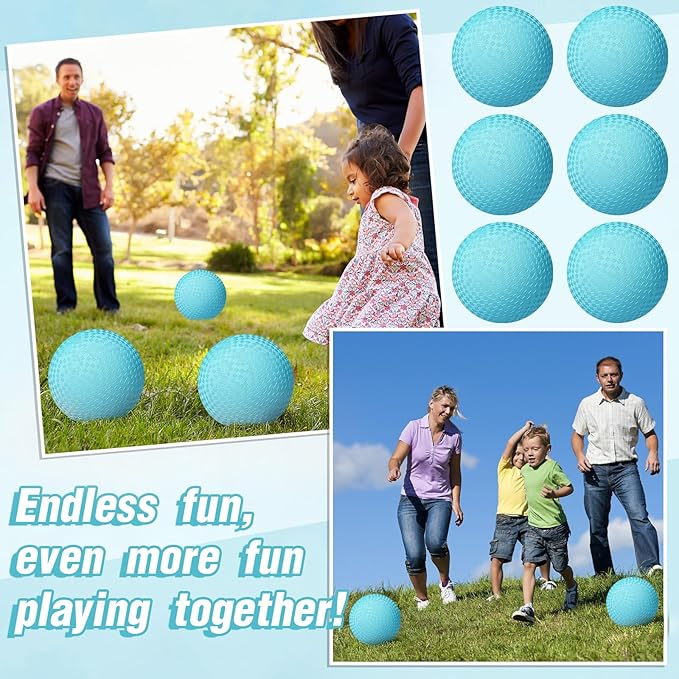 6 Pcs Macaron Playground Balls 8. 5 Inch Pastel Color Rubber Bouncy Balls for Kids Inflatable Colored Dodgeball Kickball Handball for School Backyard Beach Indoor Outdoor Games (Blue)