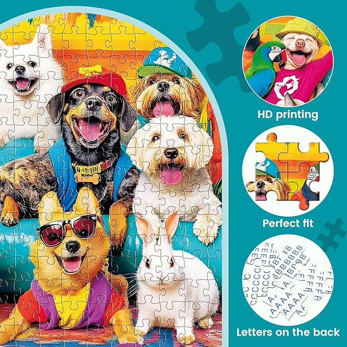 300 Piece Puzzles for Adults, Funny Dog, Cat, Bunny Cartoon Animal Puzzle, Colorful Pet Jigsaw Puzzles for Adults, Seniors, and Kids, Finished Size 20.5 x 15 in, Ideal Gift Choice