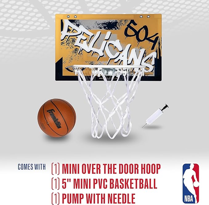 Franklin Sports NBA Team Over the Door Basketball Hoops - Kids Indoor Mini Basketball Hoop + Ball Set - NBA Fan Mini Hoops