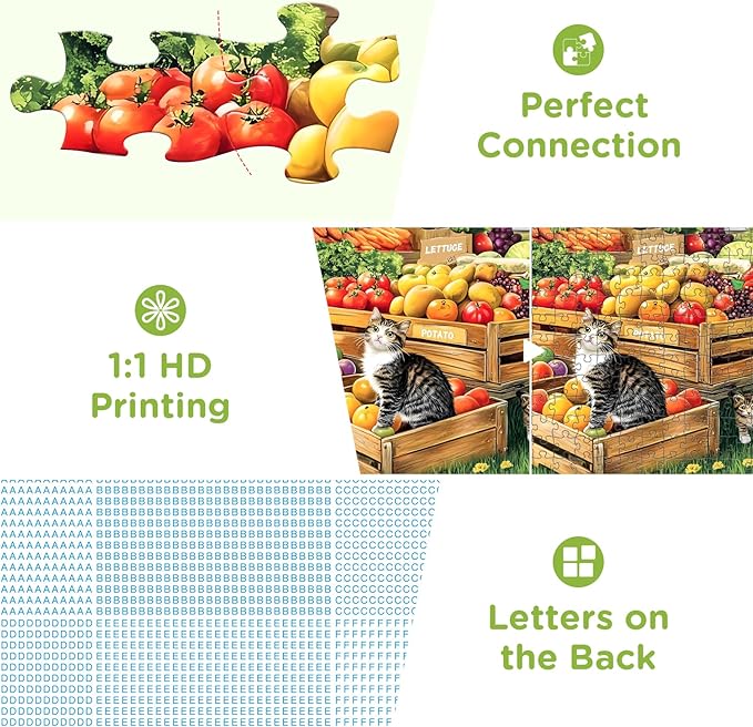 500 Pieces Jigsaw Puzzles for Adults, Truck and Cats Puzzle for Adults Seniors, Fruits and Vegetables Puzzle 500 Pieces, Gift for Birthday, Home Decor, Fun for Family Entertainment 20.5x15in