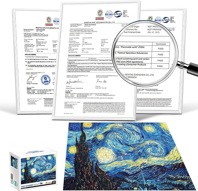 1000 Piece Jigsaw Puzzles for Age 14+, Fine Art Challenging, Starry Night 1000Pcs Puzzle, Family Game Gift, Size 27"x20"
