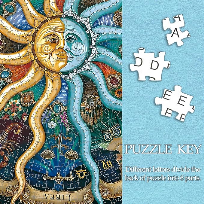 1000 Pieces Zodiac Jigsaw Puzzles for Adults Kids Teen Round Puzzle Game Toys Gift Zodiac Horoscope 26.7" x 26.7"