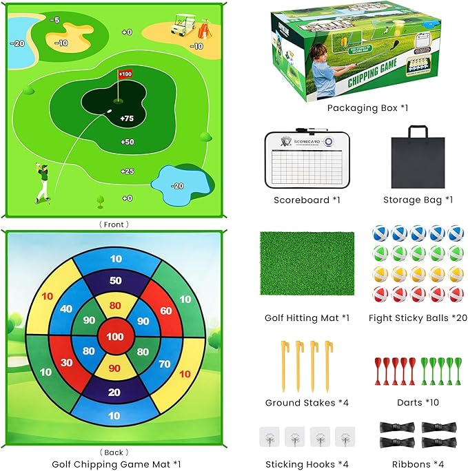 Battle Golf Game Chipping Practice Mat, Perfect for Chipping and Swing Training, Backyard Games Golf Hitting Mat, Ideal for Golf Parties and Fun Activities