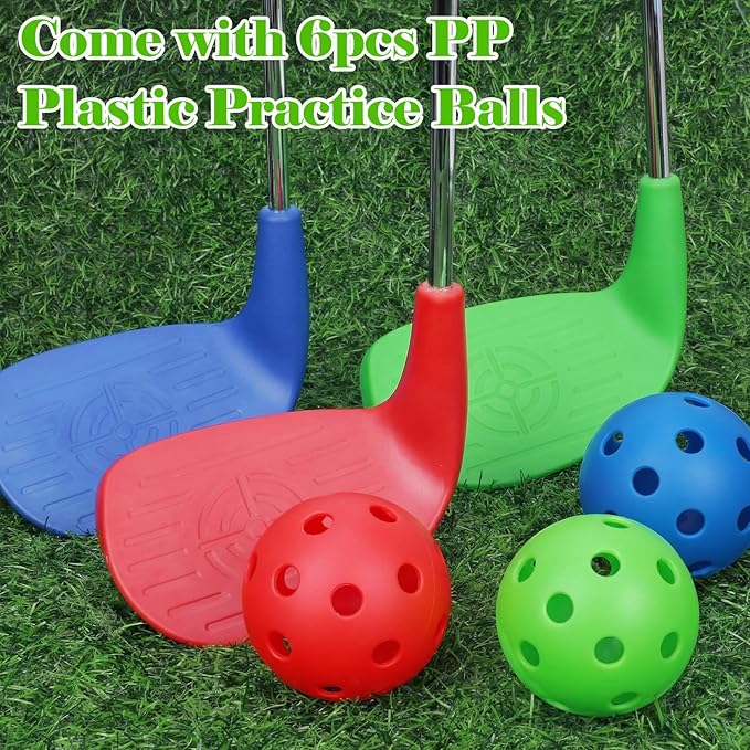 3 Pack 36" Backyard Golf Club with 6 Balls Outdoor Game Set, Right Hands Training Practice Course Portable Golf Play Gift for Family Beach Camping Lawn Park Yards Grass Home Indoor