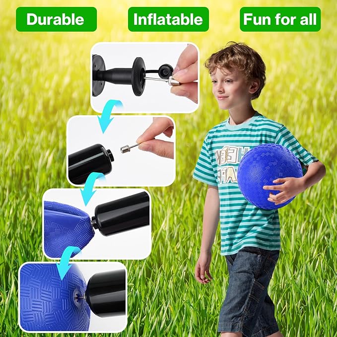 24 Pcs Dodgeballs 5 Inch Playground Ball Blue Kickball Inflatable Rubber Handball Bouncy Dodge Ball with 1 Hand Pump for Outdoors Ball Games Gym Camps Picnic (Blue)